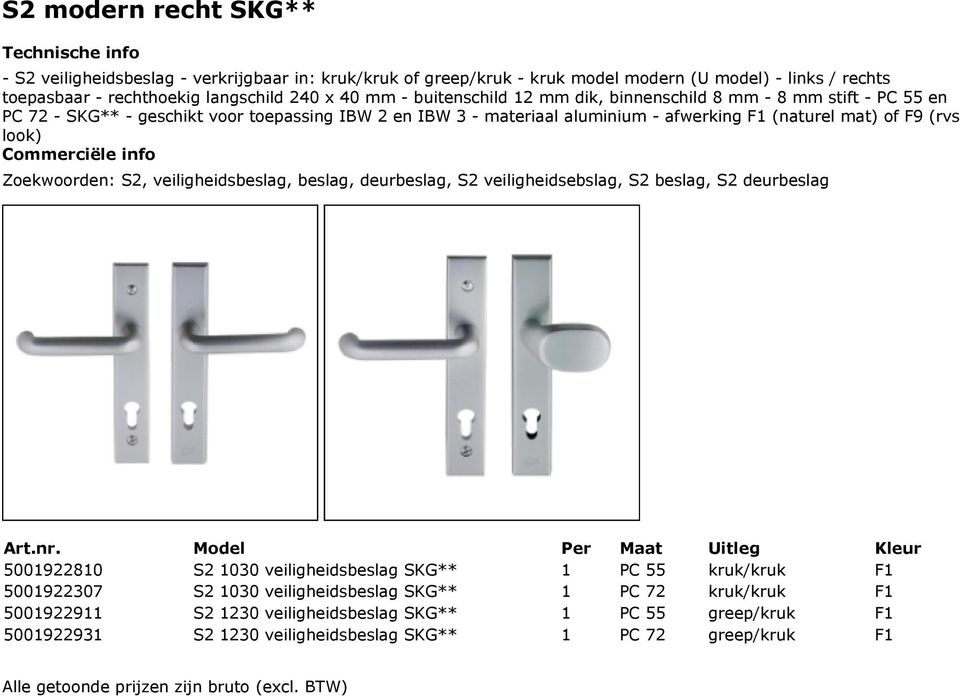 Zoekwoorden: S2, veiligheidsbeslag, beslag, deurbeslag, S2 veiligheidsebslag, S2 beslag, S2 deurbeslag Art.nr.