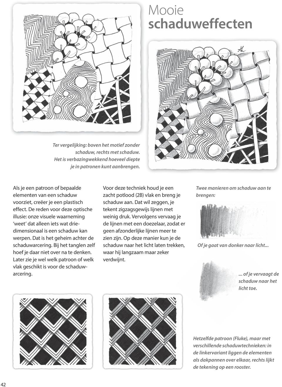 De reden voor deze optische illusie: onze visuele waarneming weet dat alleen iets wat driedimensionaal is een schaduw kan werpen. Dat is het geheim achter de schaduwarcering.