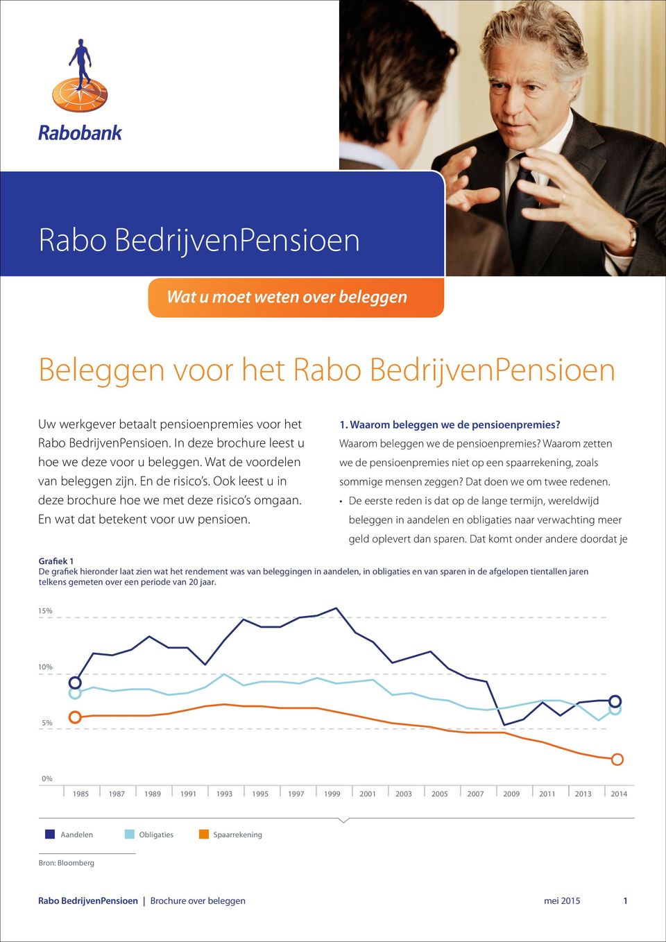 En wat dat betekent voor uw pensioen. 1. Waarom beleggen we de pensioenpremies? Waarom beleggen we de pensioenpremies? Waarom zetten we de pensioenpremies niet op een spaarrekening, zoals sommige mensen zeggen?