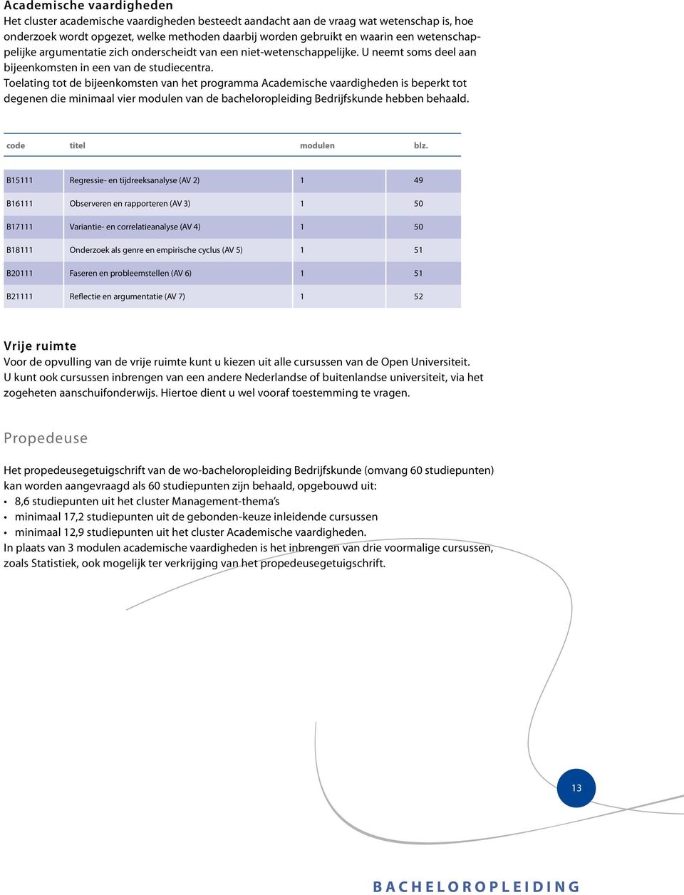 Toelating tot de bijeenkomsten van het programma Academische vaardigheden is beperkt tot degenen die minimaal vier modulen van de bacheloropleiding Bedrijfskunde hebben behaald.