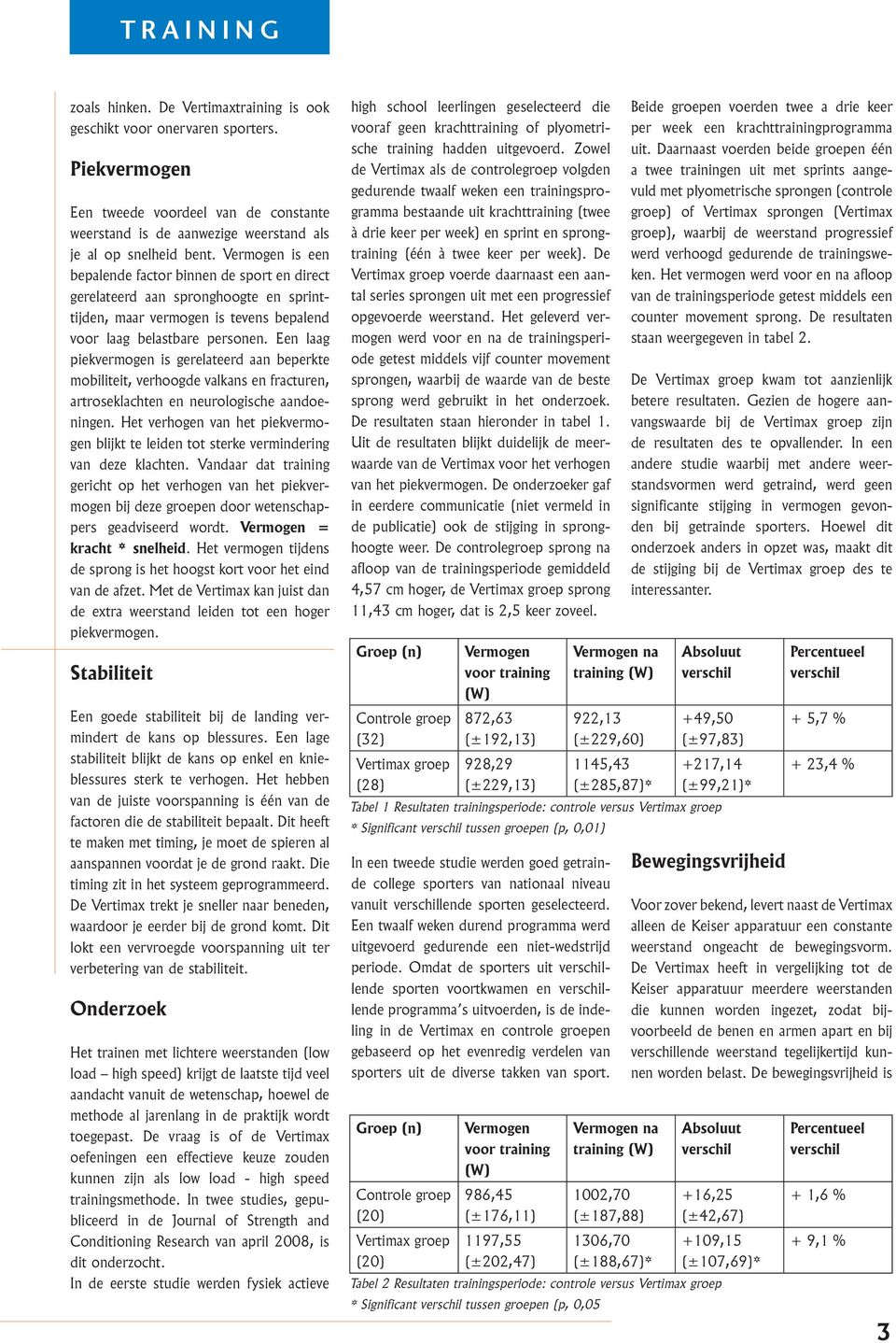 Een laag piekvermogen is gerelateerd aan beperkte mobiliteit, verhoogde valkans en fracturen, artroseklachten en neurologische aandoeningen.