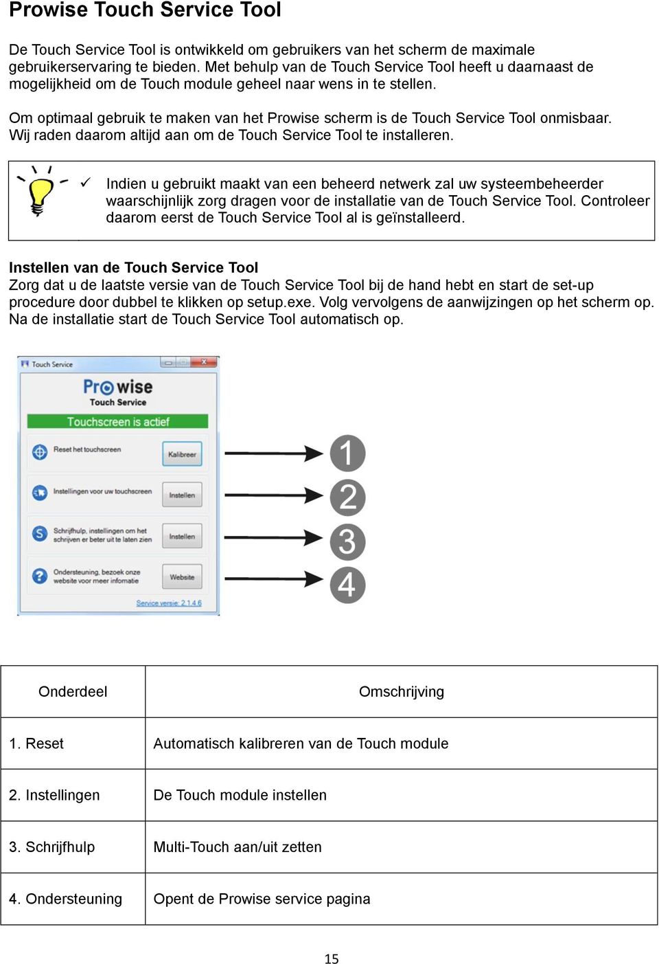 Om optimaal gebruik te maken van het Prowise scherm is de Touch Service Tool onmisbaar. Wij raden daarom altijd aan om de Touch Service Tool te installeren.