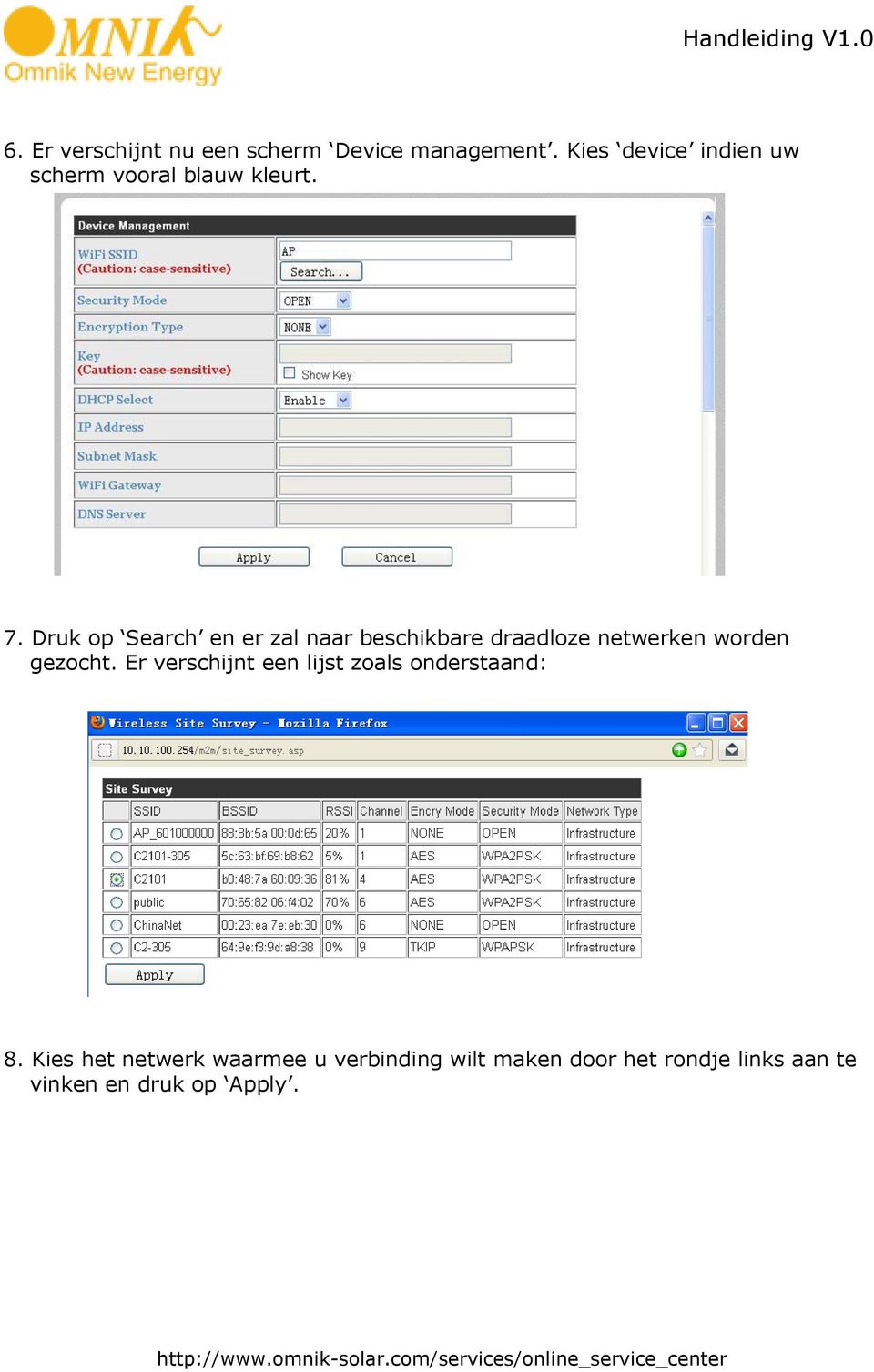 Druk op Search en er zal naar beschikbare draadloze netwerken worden gezocht.