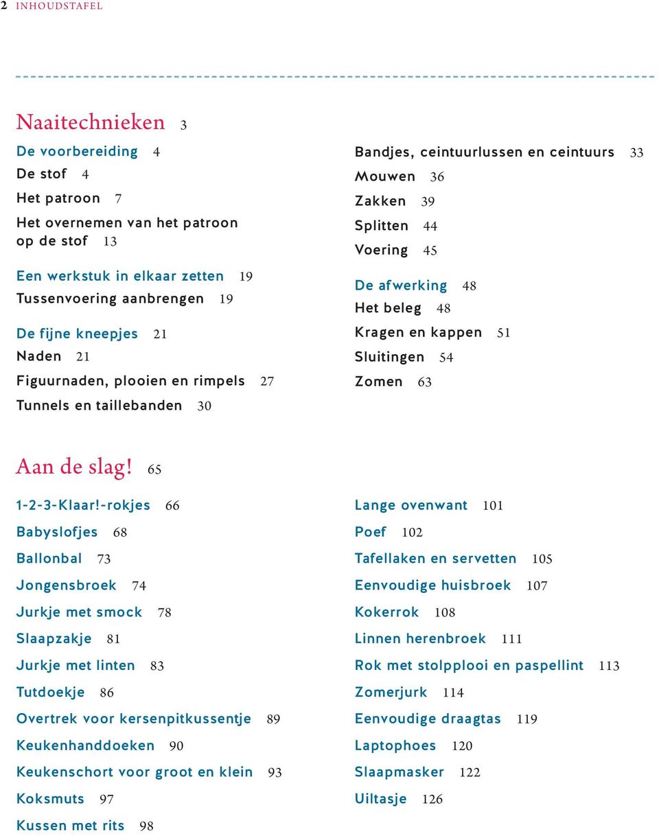 kappen 51 Sluitingen 54 Zomen 63 Aan de slag! 65 1-2-3-Klaar!