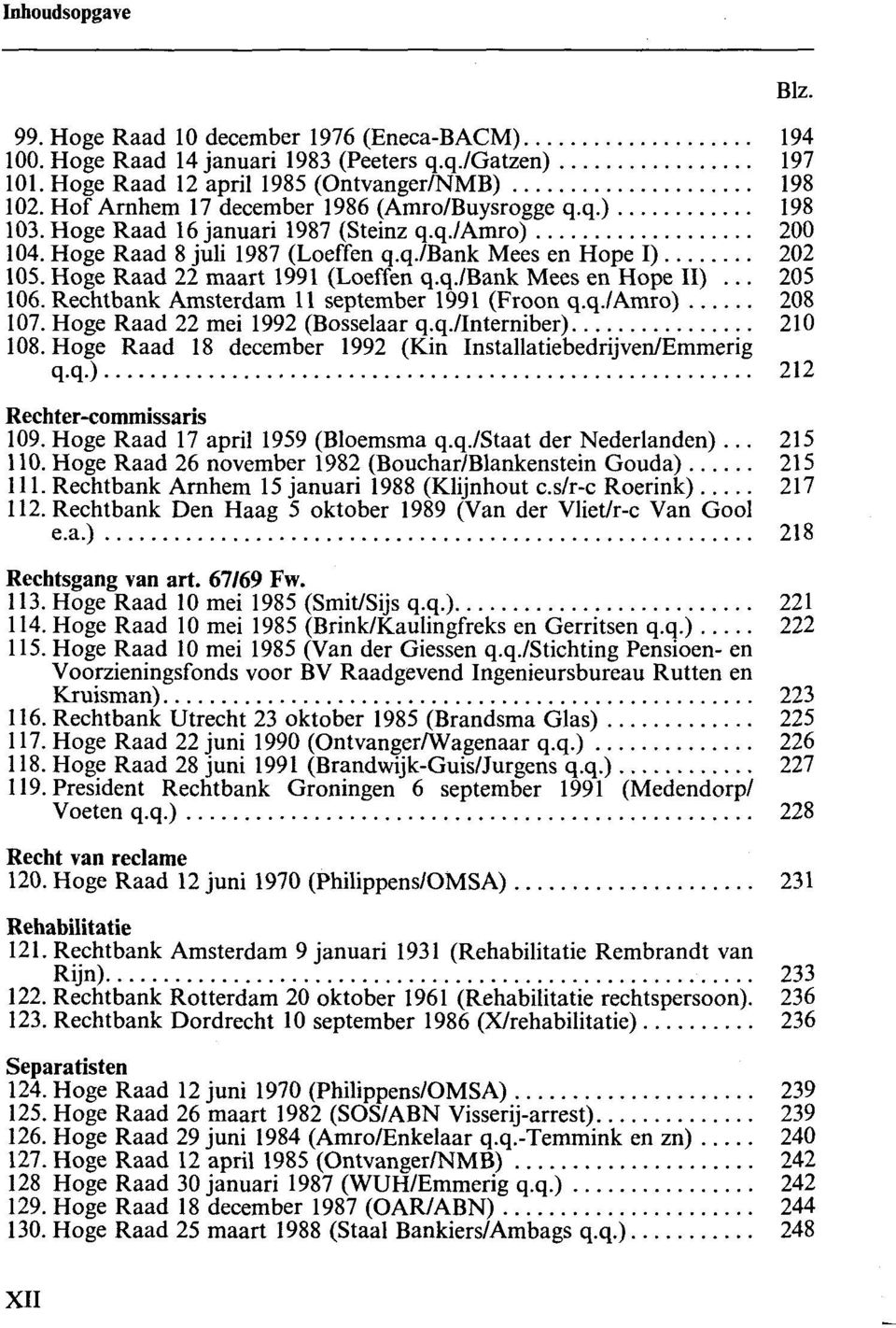 Hoge Raad 22 maart 1991 (Loeffen q.q./bank Mees en Hope II)... 205 106. Rechtbank Amsterdam 11 september 1991 (Froon q.q./amro) 208 107. Hoge Raad 22 mei 1992 (Bosselaar q.q./interniber) 210 108.