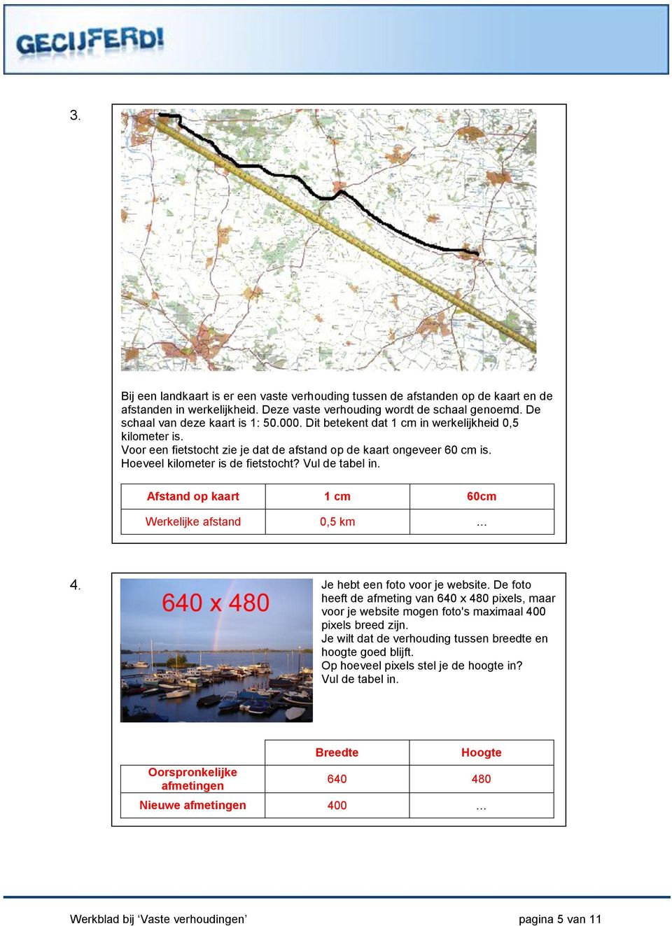 Afstand op kaart 1 cm 60cm Werkelijke afstand 0,5 km 4. Je hebt een foto voor je website.