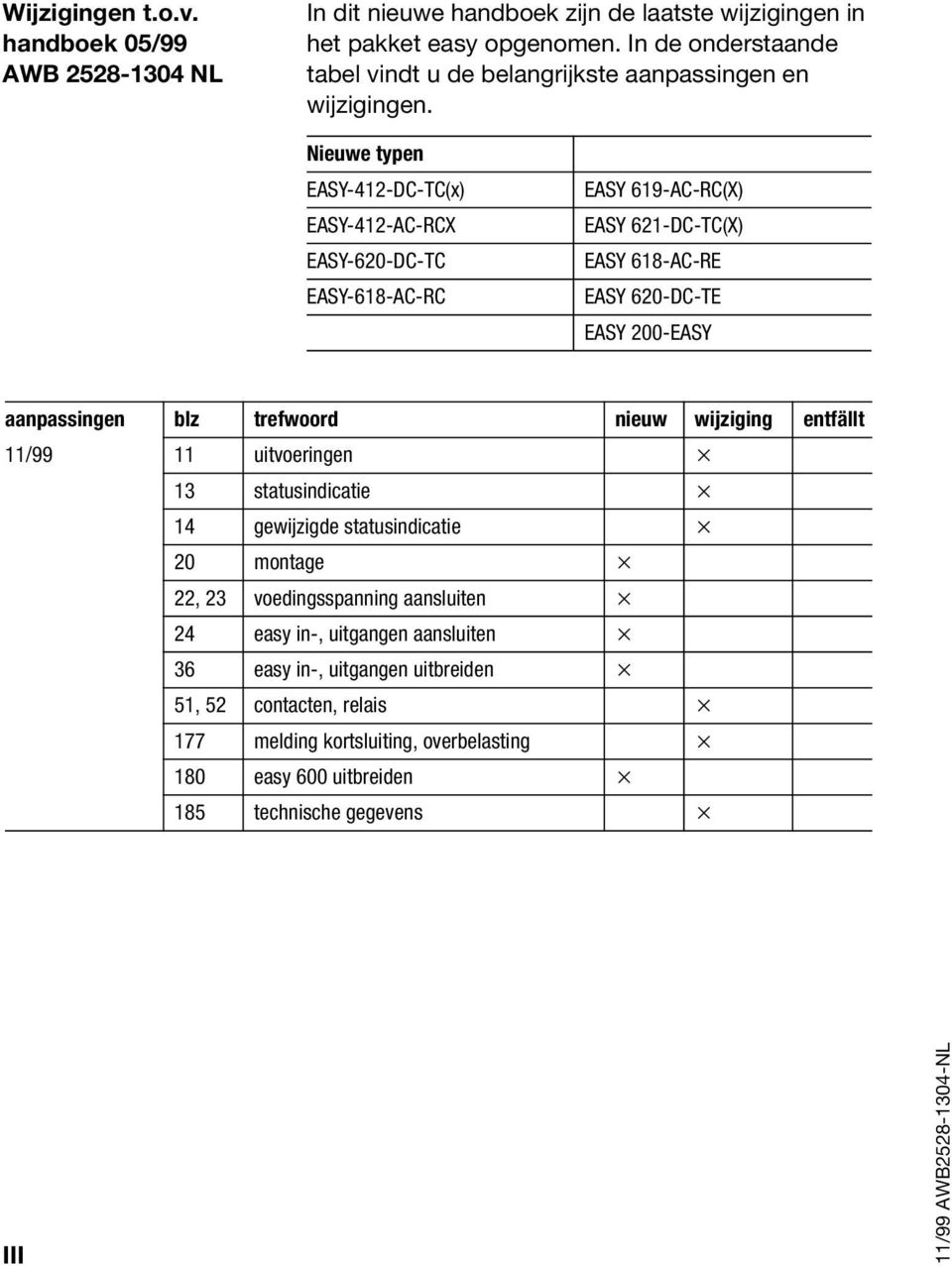 Nieuwe typen EASY-412-DC-TC(x) EASY-412-AC-RCX EASY-620-DC-TC EASY-618-AC-RC EASY 619-AC-RC(X) EASY 621-DC-TC(X) EASY 618-AC-RE EASY 620-DC-TE EASY 200-EASY aanpassingen blz trefwoord