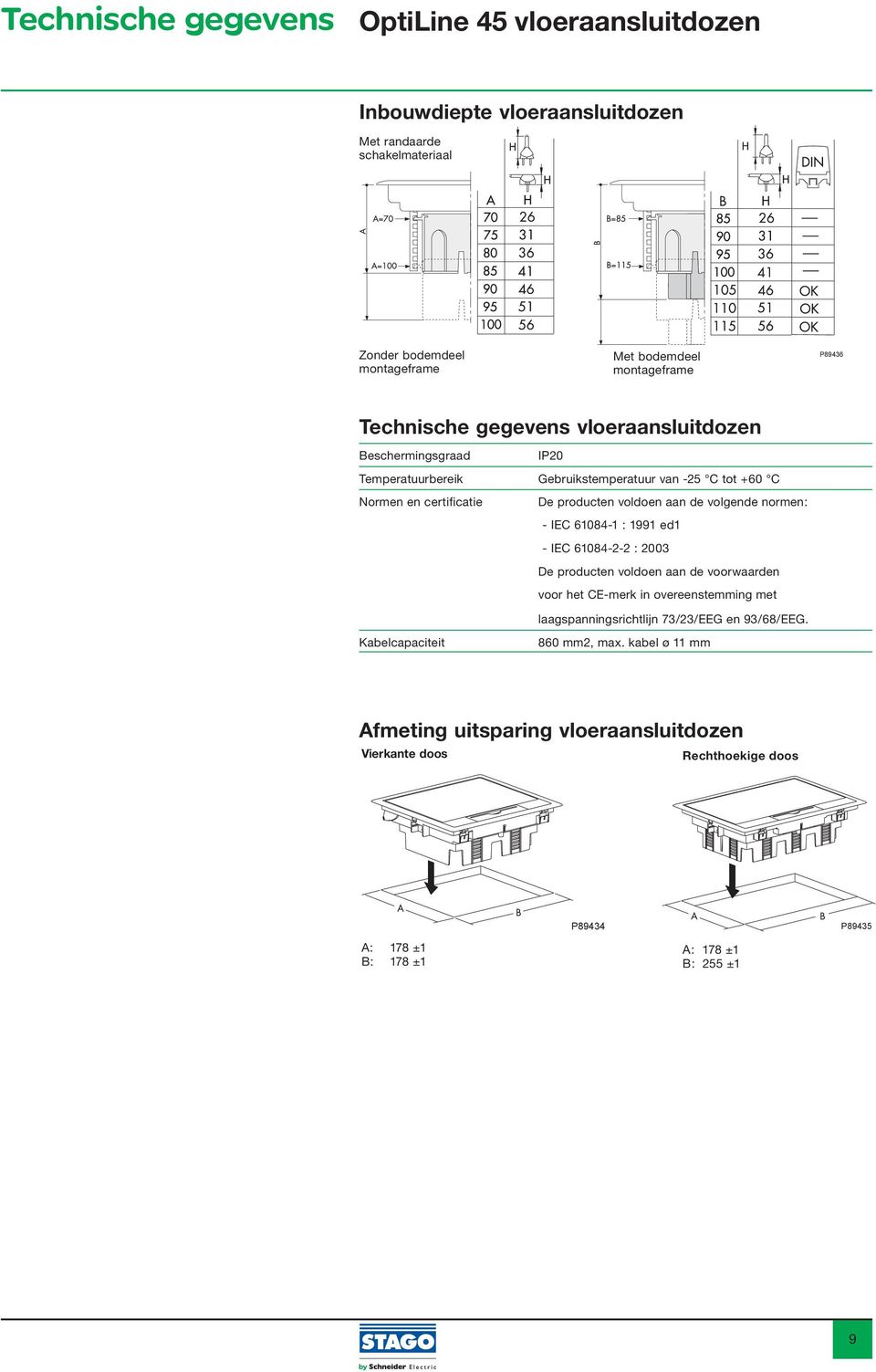 aan de volgende normen: - IEC 6084- : 99 ed - IEC 6084-2-2 : 2003 De producten voldoen aan de voorwaarden voor het CE-merk in overeenstemming met laagspanningsrichtlijn