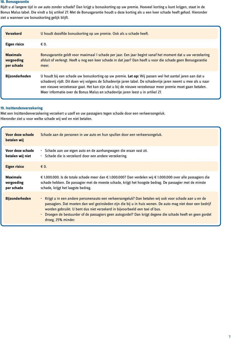 Eigen risico 0. vergoeding per Bonusgarantie geldt voor maximaal 1 per jaar. Een jaar begint vanaf het moment dat u uw verzekering afsluit of verlengt. Heeft u nog een keer in dat jaar?