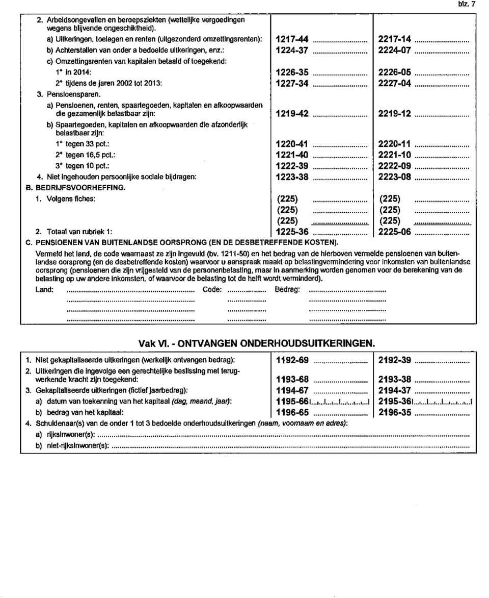 : c} Omzettingsrenten van kapitalen betaald of toegekend: 1 In 2014: 2 tijdens de jaren 2002 tot 2013: 3. Pensioensparen. a) Pensioenen, renten, spaartegoeden, kapitalen en afkoopwaarden blz.