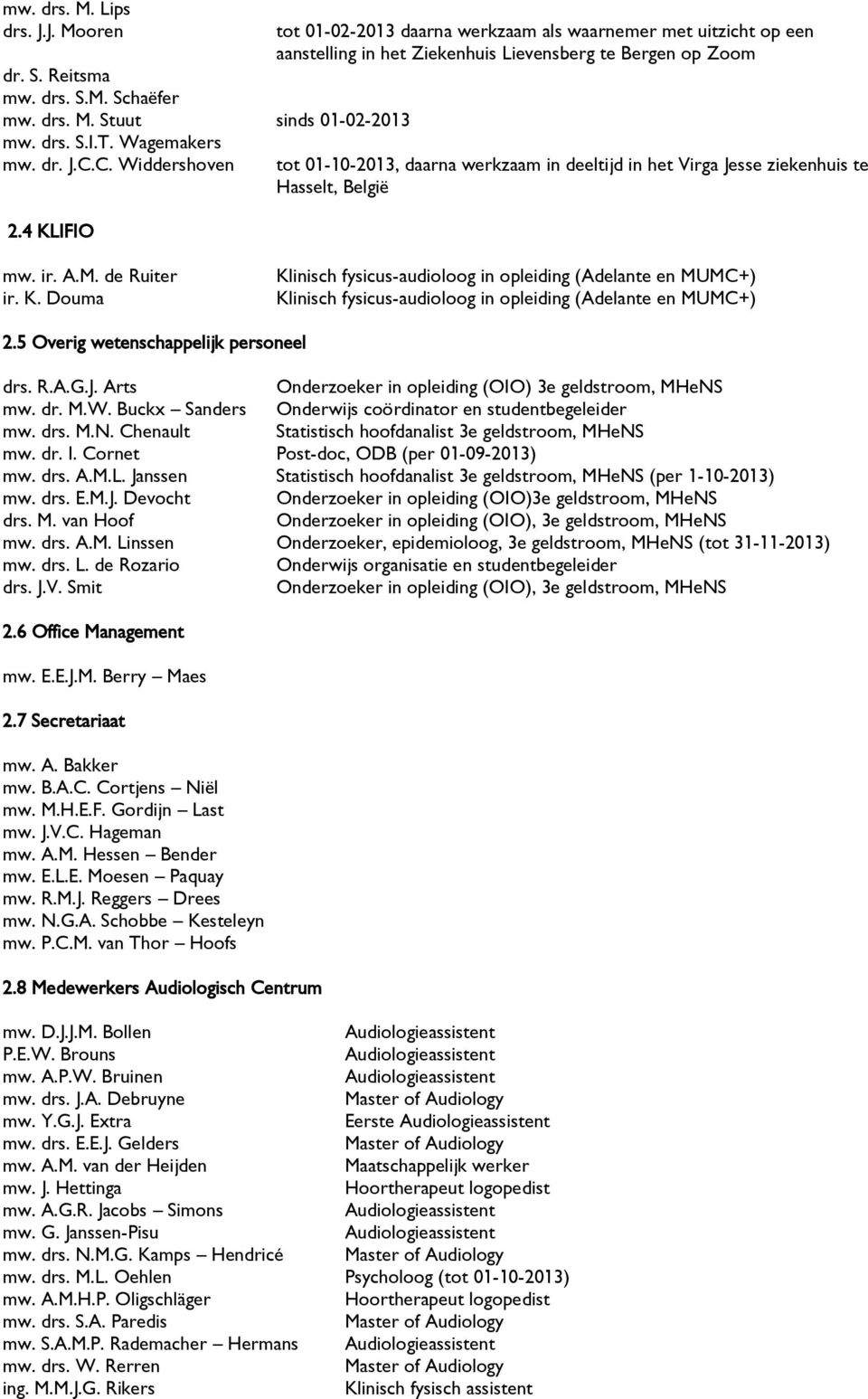 ziekenhuis te Hasselt, België mw. ir. A.M. de Ruiter ir. K. Douma Klinisch fysicus-audioloog in opleiding (Adelante en MUMC+) Klinisch fysicus-audioloog in opleiding (Adelante en MUMC+) 2.