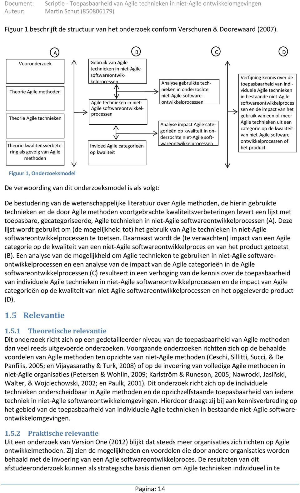 technieken in niet Agile softwareontwikkelprocessen Invloed Agile categorieën op kwaliteit B C D Analyse gebruikte technieken in onderzochte niet Agile softwareontwikkelprocessen Analyse impact Agile