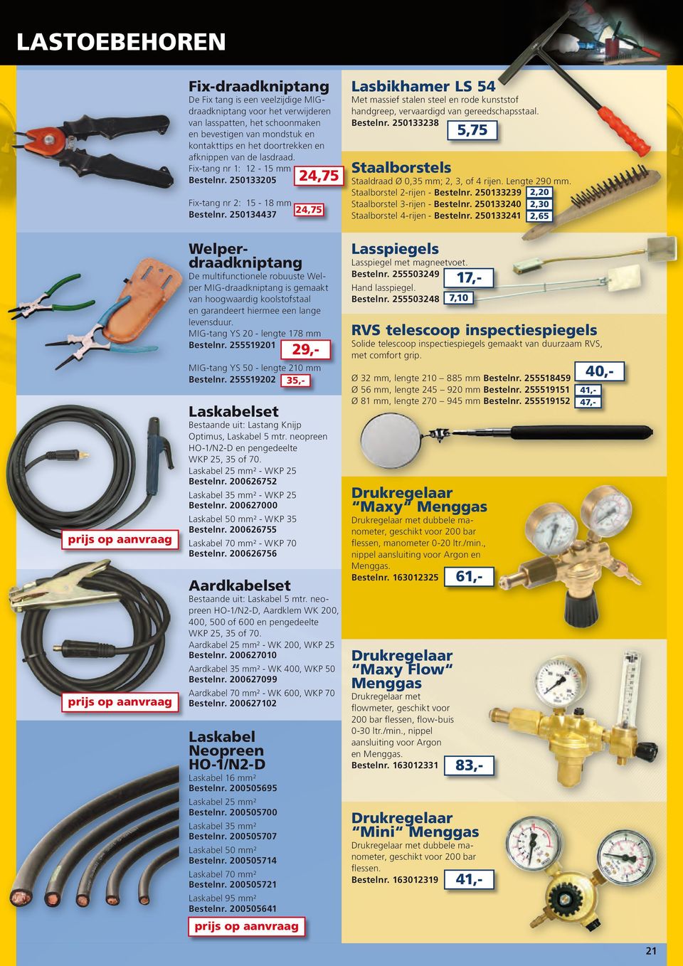 Fix-tang nr 1: 12-15 mm 250133205 24,75 Fix-tang nr 2: 15-18 mm 24,75 250134437 Welperdraadkniptang De multifunctionele robuuste Welper MIG-draadkniptang is gemaakt van hoogwaardig koolstofstaal en