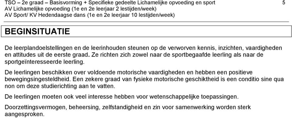 De leerlingen beschikken over voldoende motorische vaardigheden en hebben een positieve bewegingsingesteldheid.