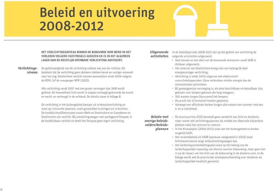 Dit betekent dat de verlichting geen donkere vlekken bevat en rustiger aanvoelt voor het oog. Doetinchem verlicht nieuwe woonwijken sinds 2009 volgens de ROVL (of de voorganger NPR 13202).