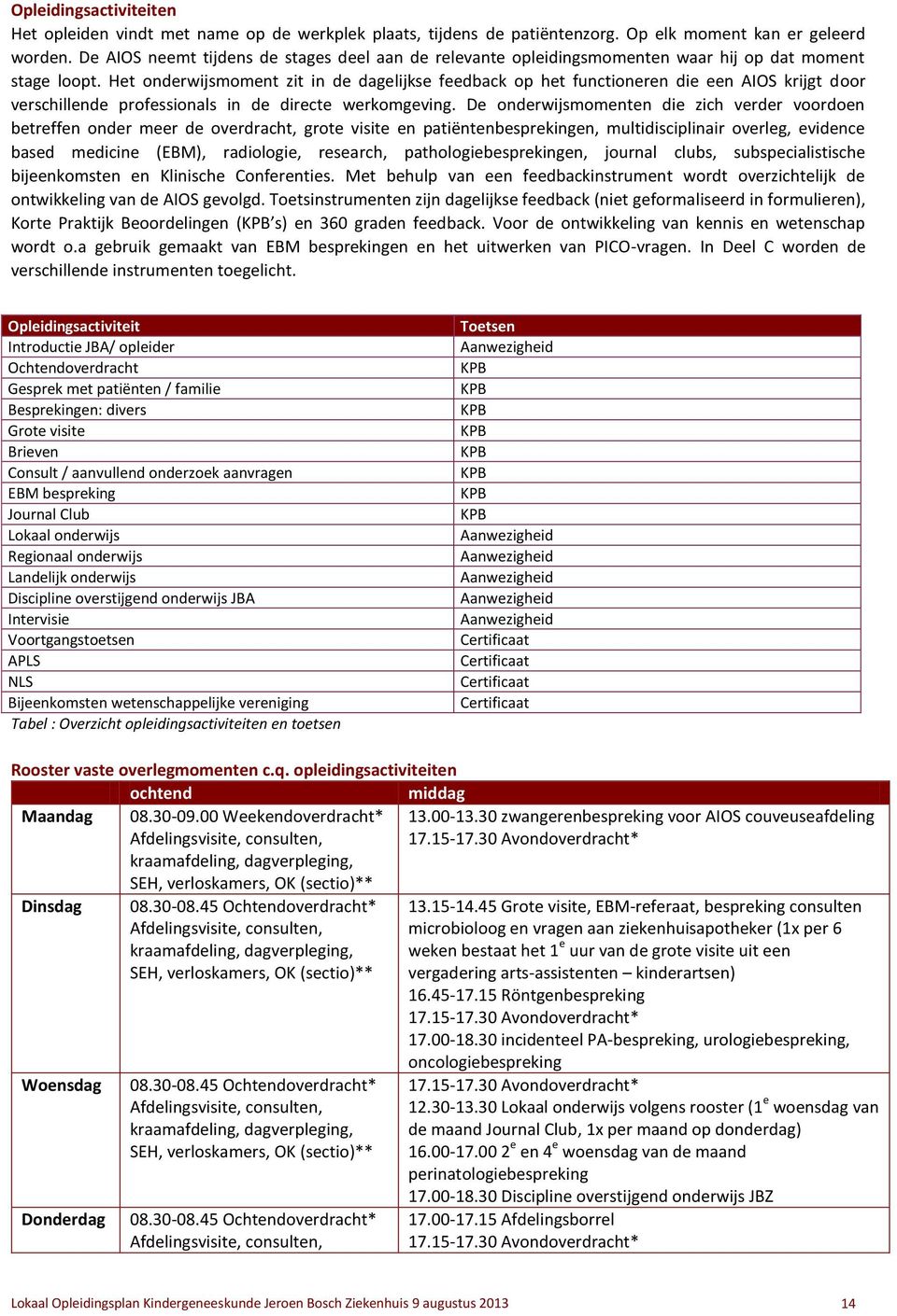 Het onderwijsmoment zit in de dagelijkse feedback op het functioneren die een AIOS krijgt door verschillende professionals in de directe werkomgeving.