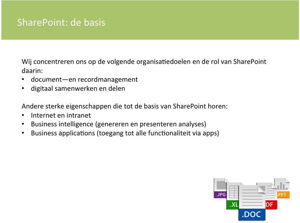 eigenschappen die tot de basis van SharePoint horen: Internet en intranet Business