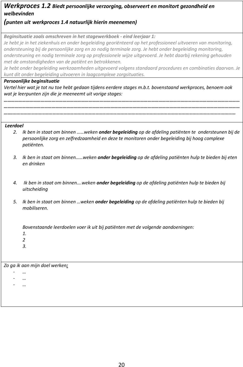 monitoring, ondersteuning bij de persoonlijke zorg en zo nodig terminale zorg. Je hebt onder begeleiding monitoring, ondersteuning en nodig terminale zorg op professionele wijze uitgevoerd.