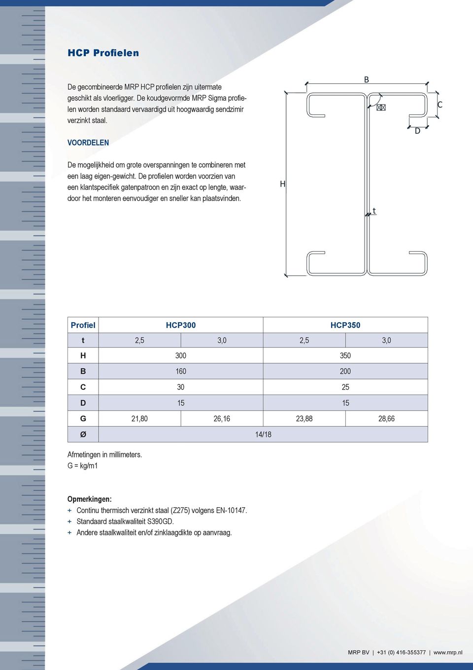 VOORDELEN B D C De mogelijkheid om grote overspanningen te combineren met een laag eigen-gewicht.