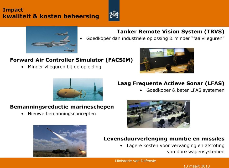 Frequente Actieve Sonar (LFAS) Goedkoper & beter LFAS systemen Bemanningsreductie marineschepen Nieuwe