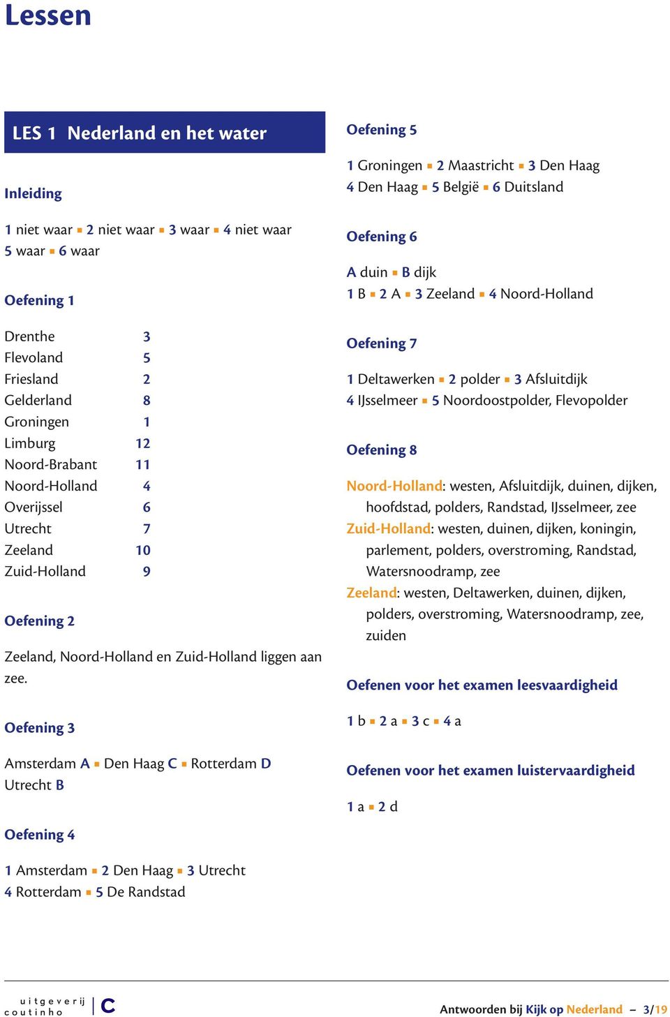 Amsterdam A Den Haag C Rotterdam D Utrecht B 1 Groningen 2 Maastricht 3 Den Haag 4 Den Haag 5 België 6 Duitsland A duin B dijk 1 B 2 A 3 Zeeland 4 Noord-Holland Oefening 7 1 Deltawerken 2 polder 3