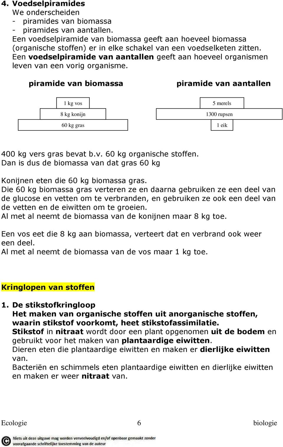 Een voedselpiramide van aantallen geeft aan hoeveel organismen leven van een vorig organisme.