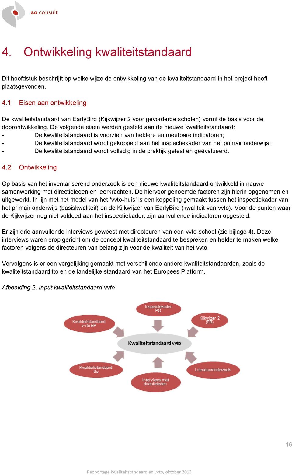 De volgende eisen werden gesteld aan de nieuwe kwaliteitstandaard: - De kwaliteitstandaard is voorzien van heldere en meetbare indicatoren; - De kwaliteitstandaard wordt gekoppeld aan het