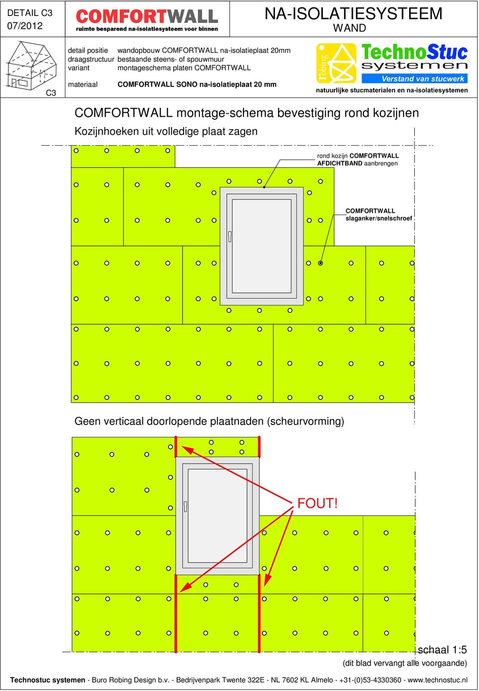 montage-schema bevestiging rond kozijnen Kozijnhoeken uit volledige plaat zagen rond kozijn