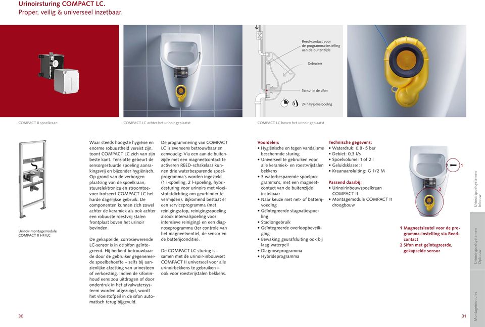 geplaatst Urinoir-montagemodule HF/LC Waar steeds hoogste hygiëne en enorme robuustheid vereist zijn, toont COMPACT LC zich van zijn beste kant.