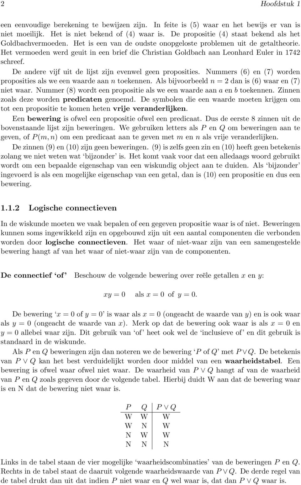 Het vermoeden werd geuit in een brief die Christian Goldbach aan Leonhard Euler in 1742 schreef. De andere vijf uit de lijst zijn evenwel geen proposities.