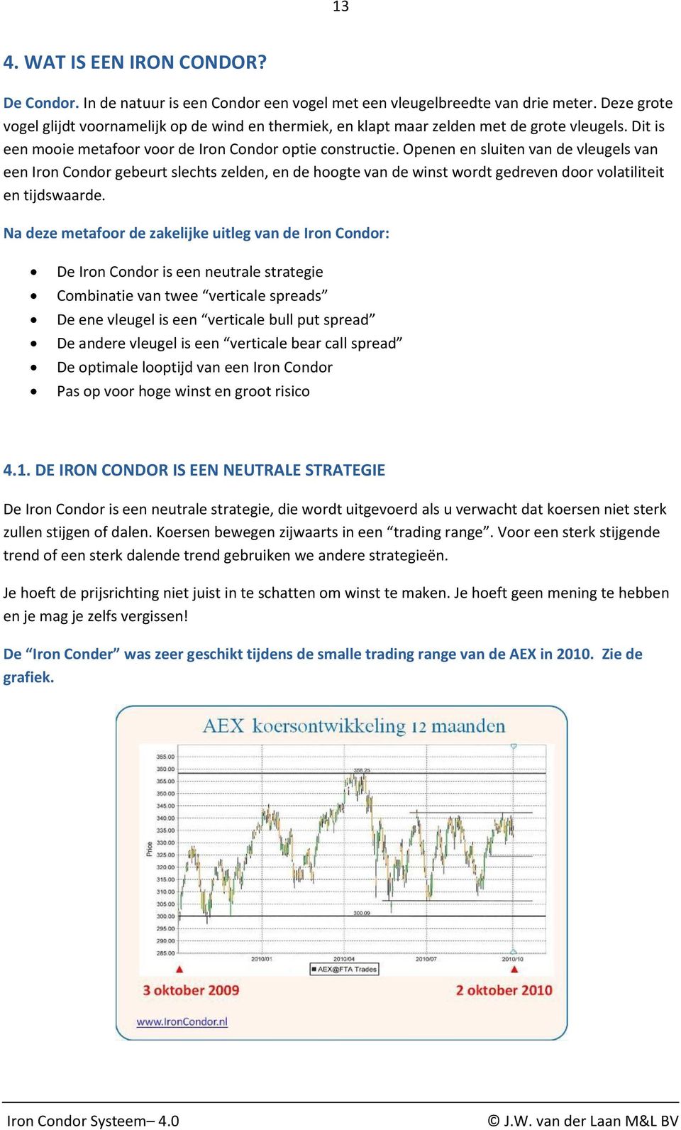 Openen en sluiten van de vleugels van een Iron Condor gebeurt slechts zelden, en de hoogte van de winst wordt gedreven door volatiliteit en tijdswaarde.