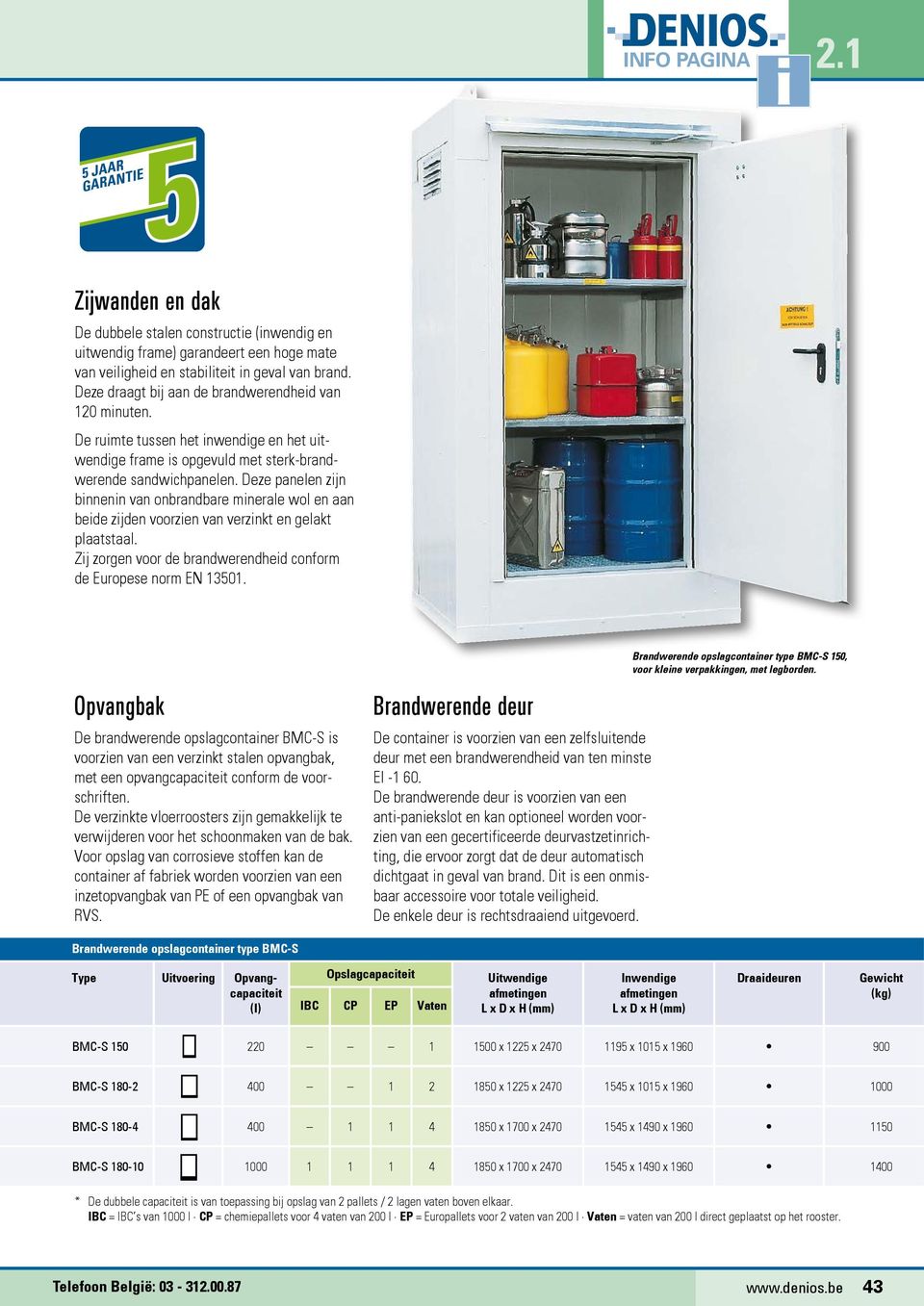 Deze panelen zijn binnenin van onbrandbare minerale wol en aan beide zijden voorzien van verzinkt en gelakt plaatstaal. Zij zorgen voor de brandwerendheid conform de Europese norm EN 13501.