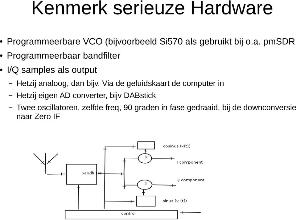 Via de geluidskaart de computer in Hetzij eigen AD converter, bijv DABstick Twee