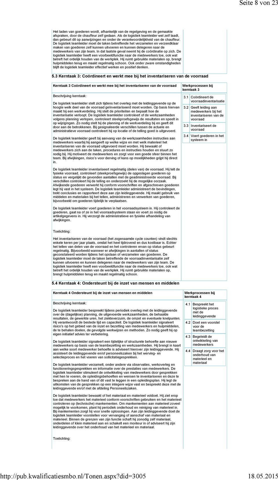 De logistiek teamleider moet de taken betreffende het verzamelen en verzendklaar maken van zelf kunnen uitvoeren en kunnen delegeren naar de medewerkers van zijn team.