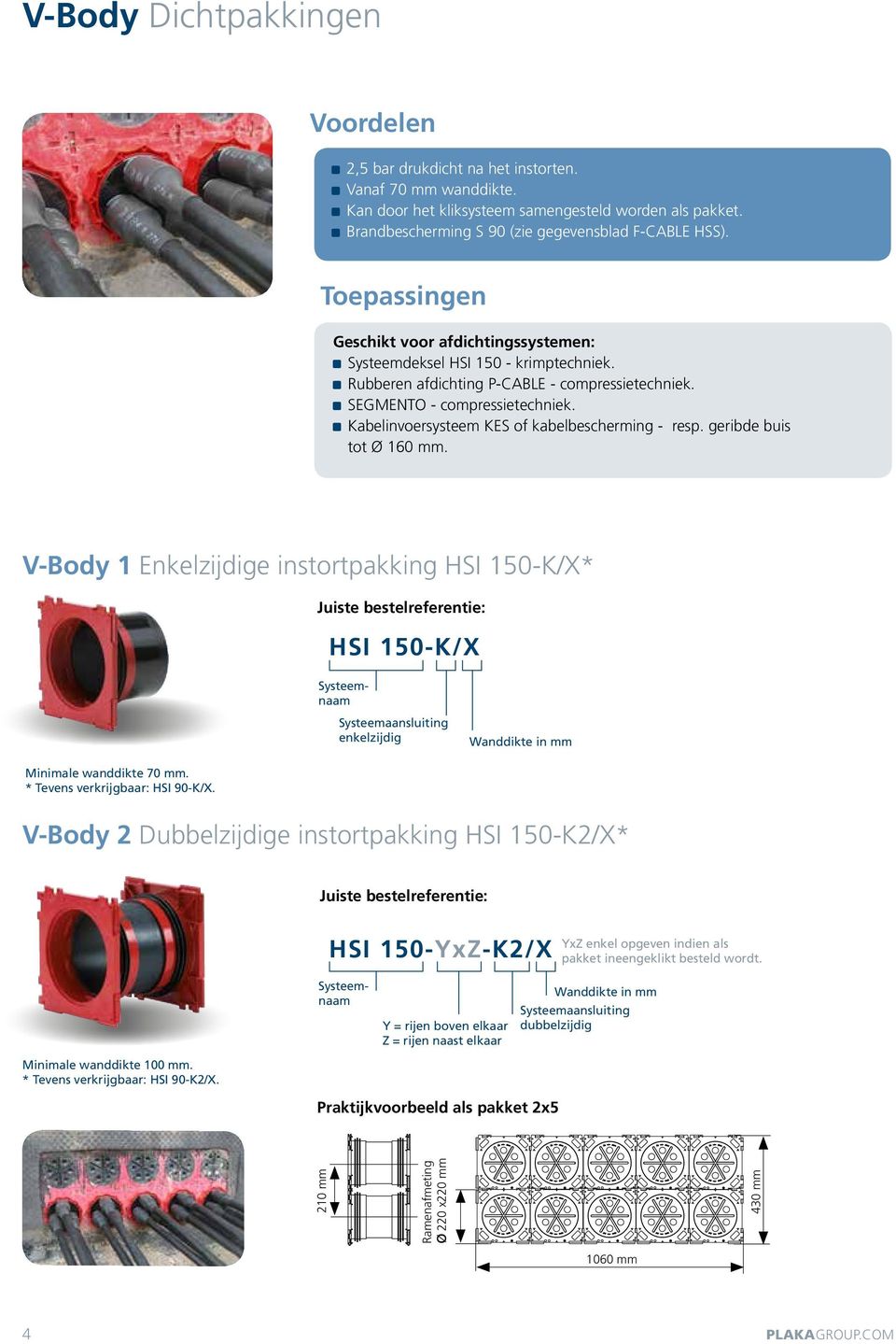 SEGMENTO - compressietechniek. Kabelinvoersysteem KES of kabelbescherming - resp. geribde buis tot Ø 160 mm.