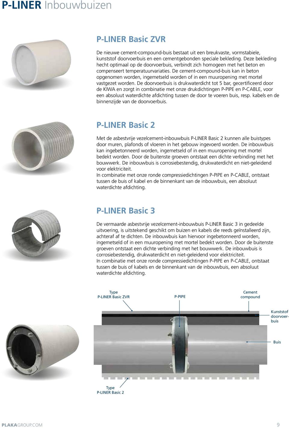 De cement-compound-buis kan in beton opgenomen worden, ingemetseld worden of in een muuropening met mortel vastgezet worden.