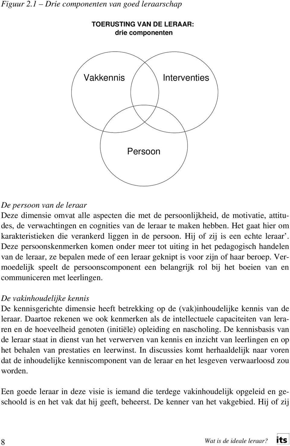 persoonlijkheid, de motivatie, attitudes, de verwachtingen en cognities van de leraar te maken hebben. Het gaat hier om karakteristieken die verankerd liggen in de persoon.