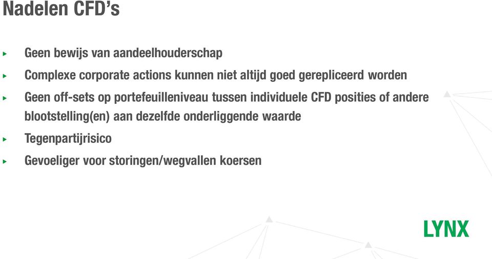 portefeuilleniveau tussen individuele CFD posities of andere