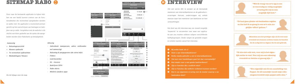 De applicatie is momenteel primair Om een eerste blik te werpen op de bestaande manieren van internetbankieren en de gebruikers ervaringen hiervan, ondervroegen wij enkele mensen naar hun manieren