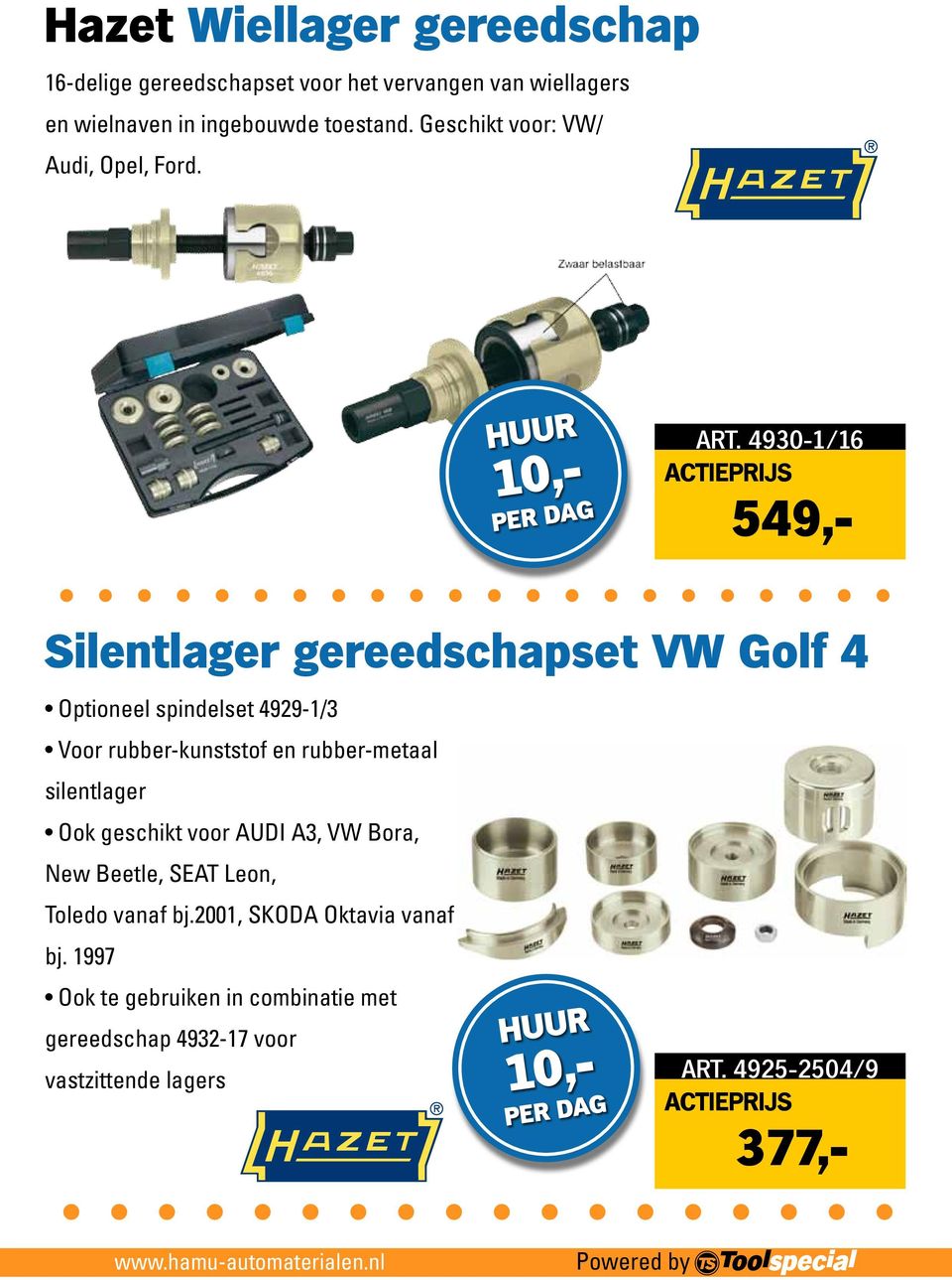 4930-1/16 Silentlager gereedschapset VW Golf 4 Optioneel spindelset 4929-1/3 Voor rubber-kunststof en rubber-metaal silentlager