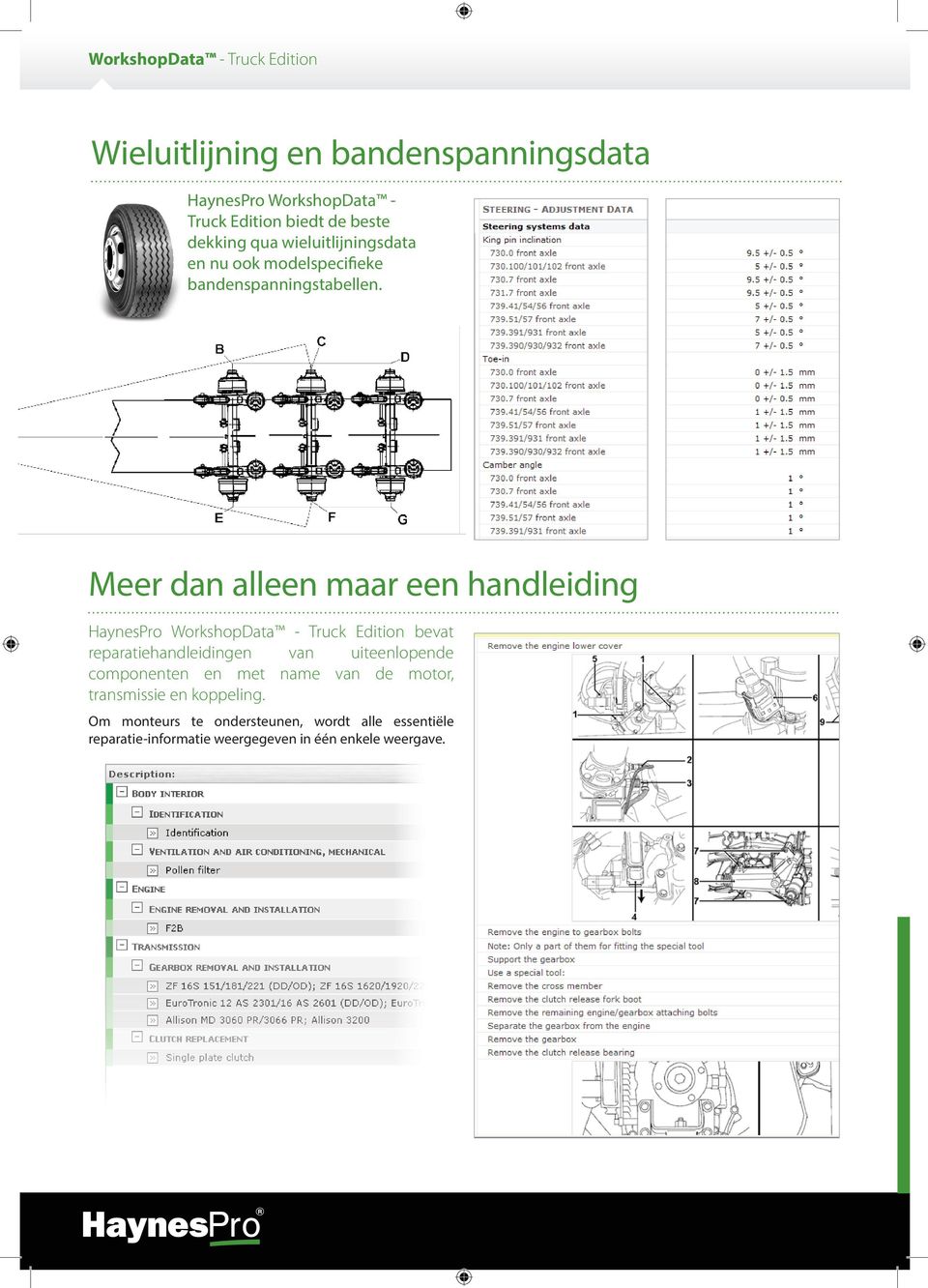 Meer dan alleen maar een handleiding HaynesPro WorkshopData - Truck Edition bevat reparatiehandleidingen van uiteenlopende