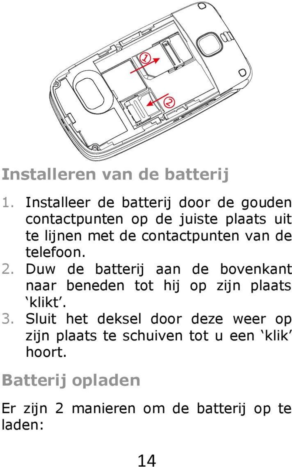 contactpunten van de telefoon. 2.