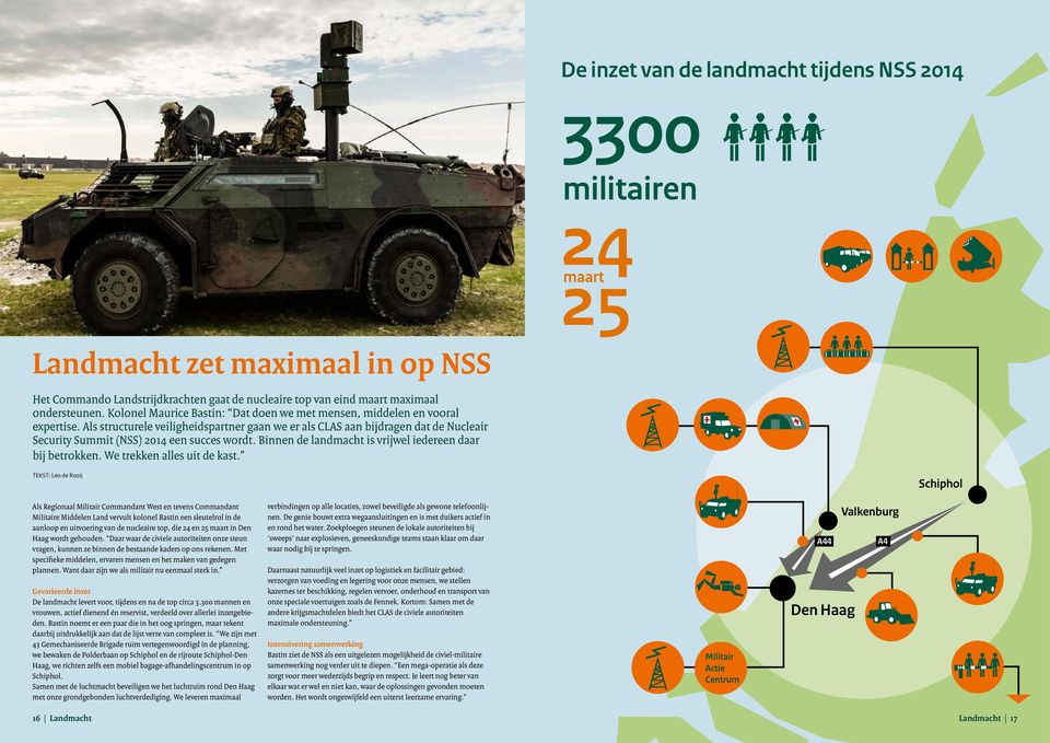 Als structurele veiligheidspartner gaan we er als CLAS aan bijdragen dat de Nucleair Security Summit (NSS) 2014 een succes wordt. Binnen de landmacht is vrijwel iedereen daar bij betrokken.