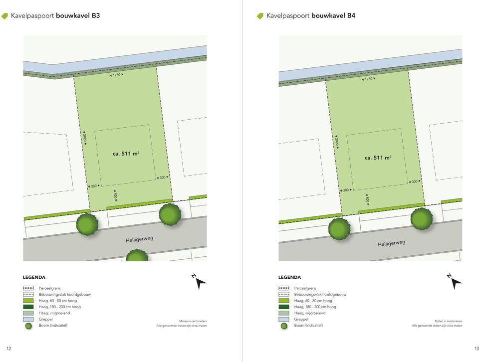 180-200 cm hoog Haag, vrijgroeiend Haag, vrijgroeiend Greppel Boom (indicatief) Maten in centimeters Alle