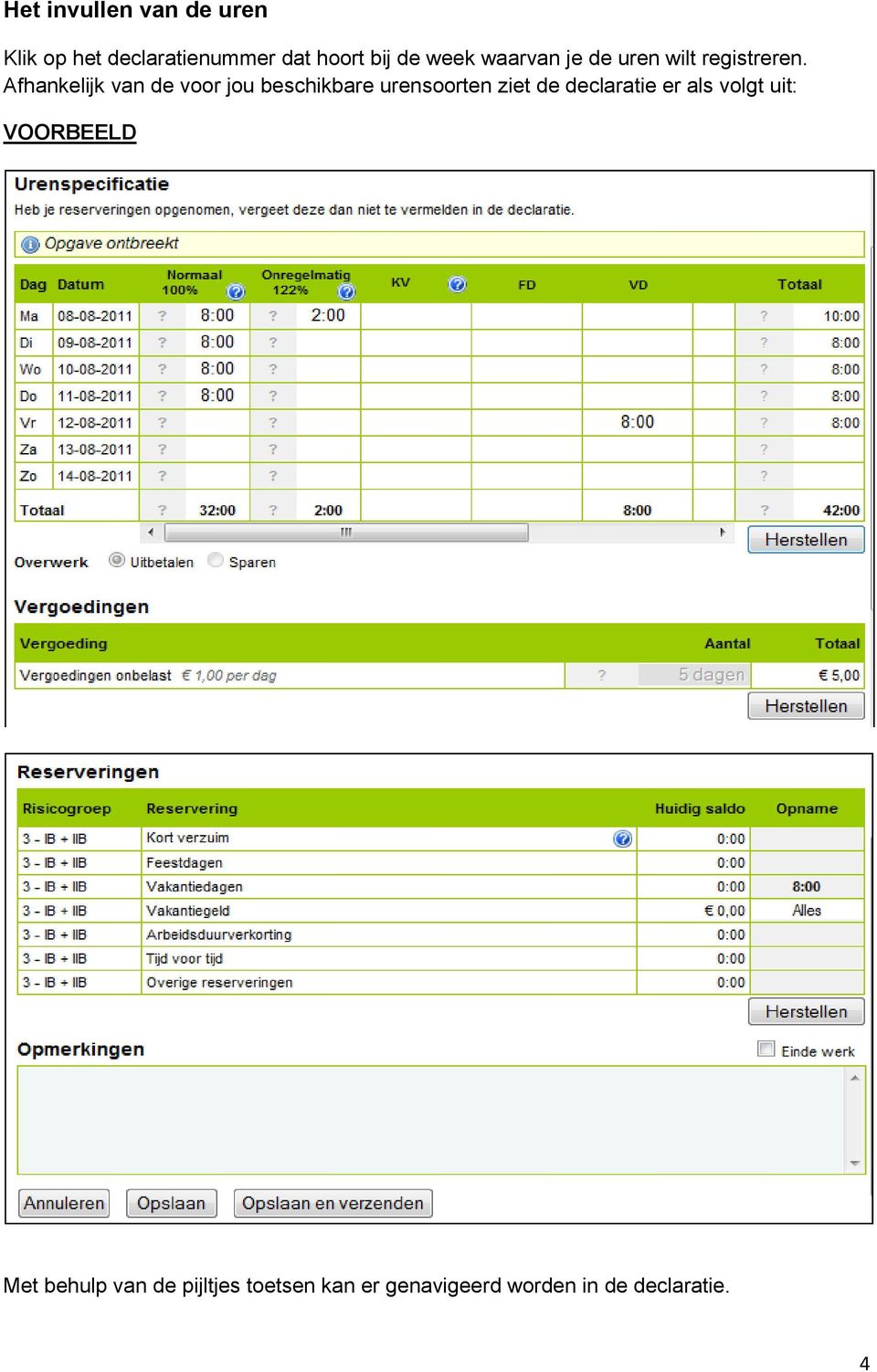 Afhankelijk van de voor jou beschikbare urensoorten ziet de declaratie