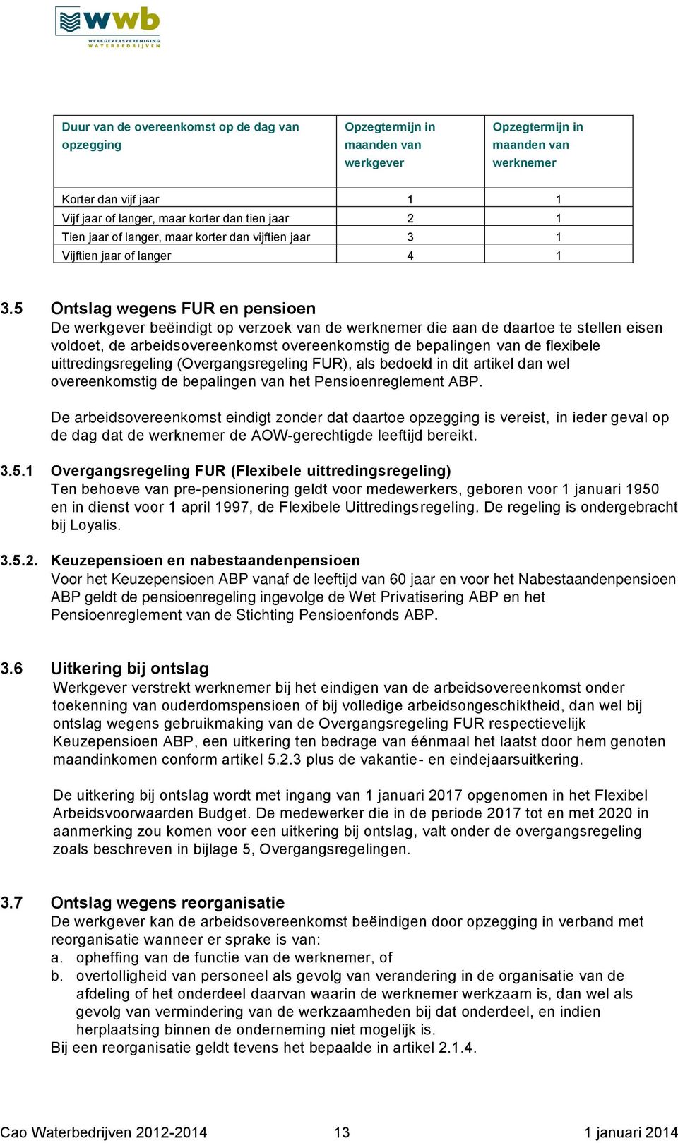 5 Ontslag wegens FUR en pensioen De werkgever beëindigt op verzoek van de werknemer die aan de daartoe te stellen eisen voldoet, de arbeidsovereenkomst overeenkomstig de bepalingen van de flexibele