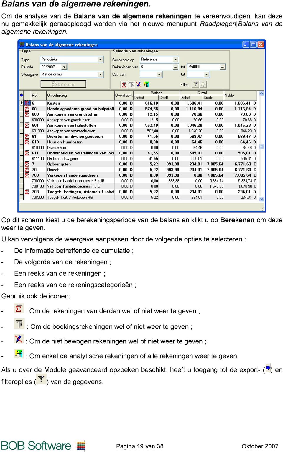 van de balans en klikt u op Berekenen om deze weer te geven.