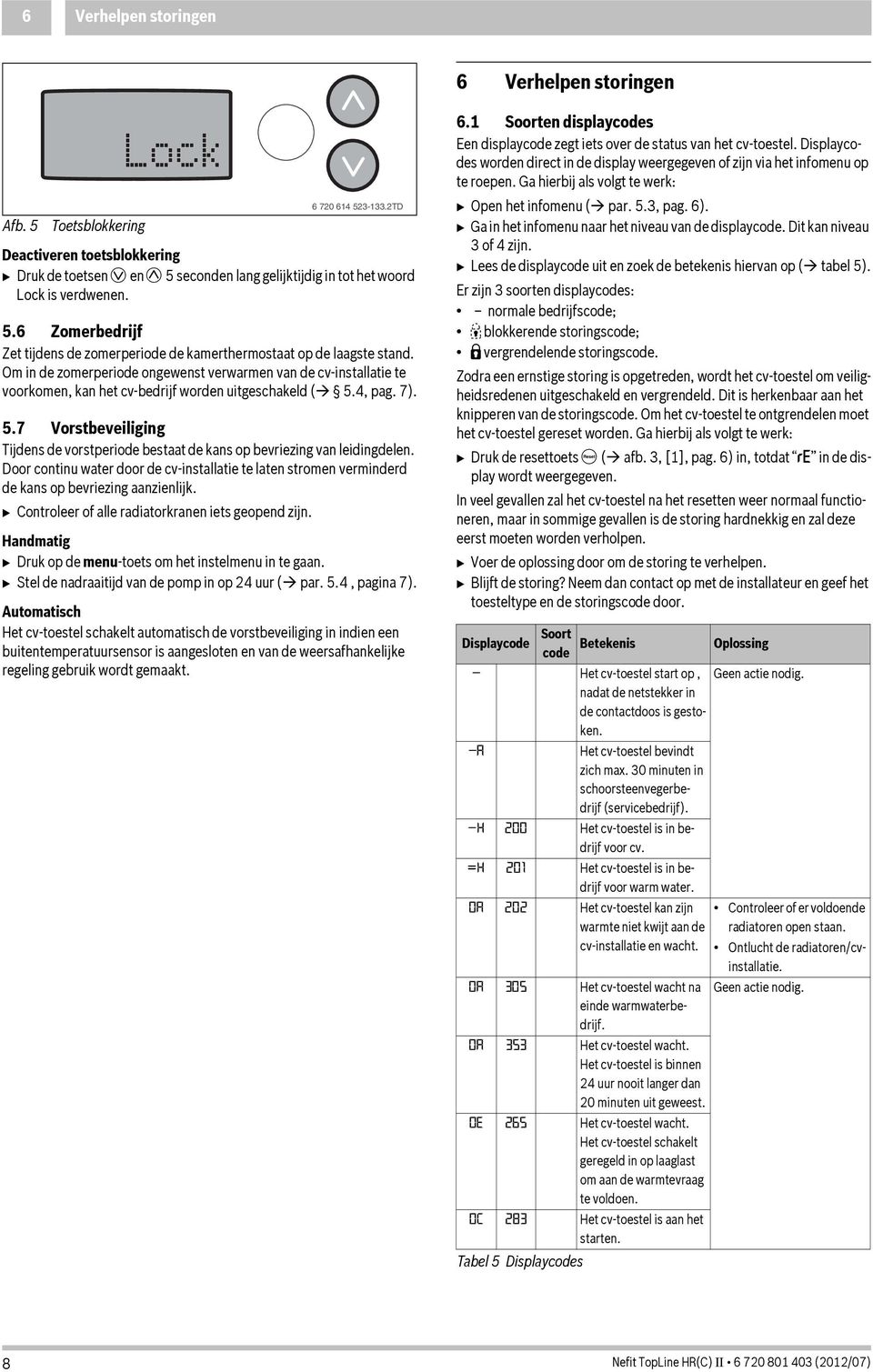 Om in de zomerperiode ongewenst verwarmen van de cv-installatie te voorkomen, kan het cv-bedrijf worden uitgeschakeld ( 5.