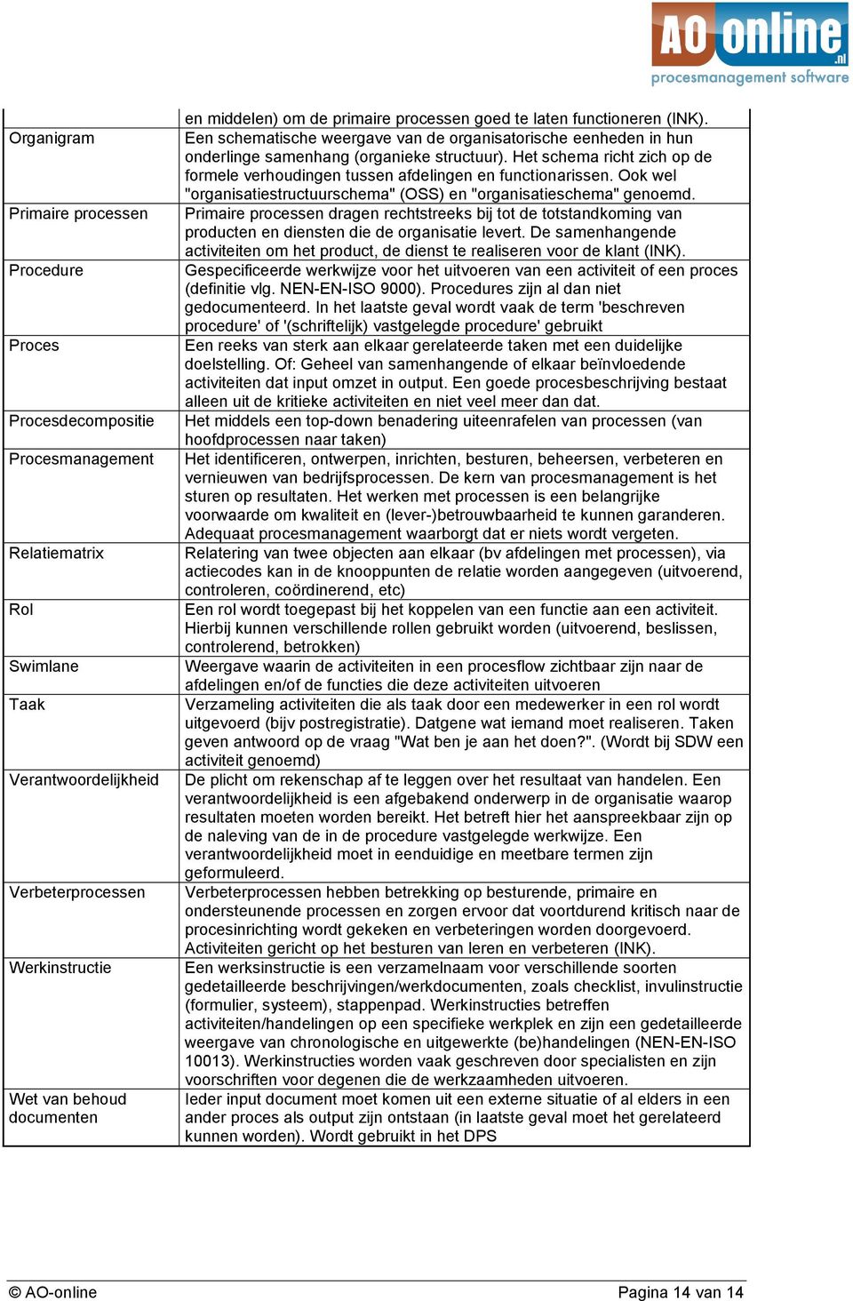 Het schema richt zich op de formele verhoudingen tussen afdelingen en functionarissen. Ook wel "organisatiestructuurschema" (OSS) en "organisatieschema" genoemd.