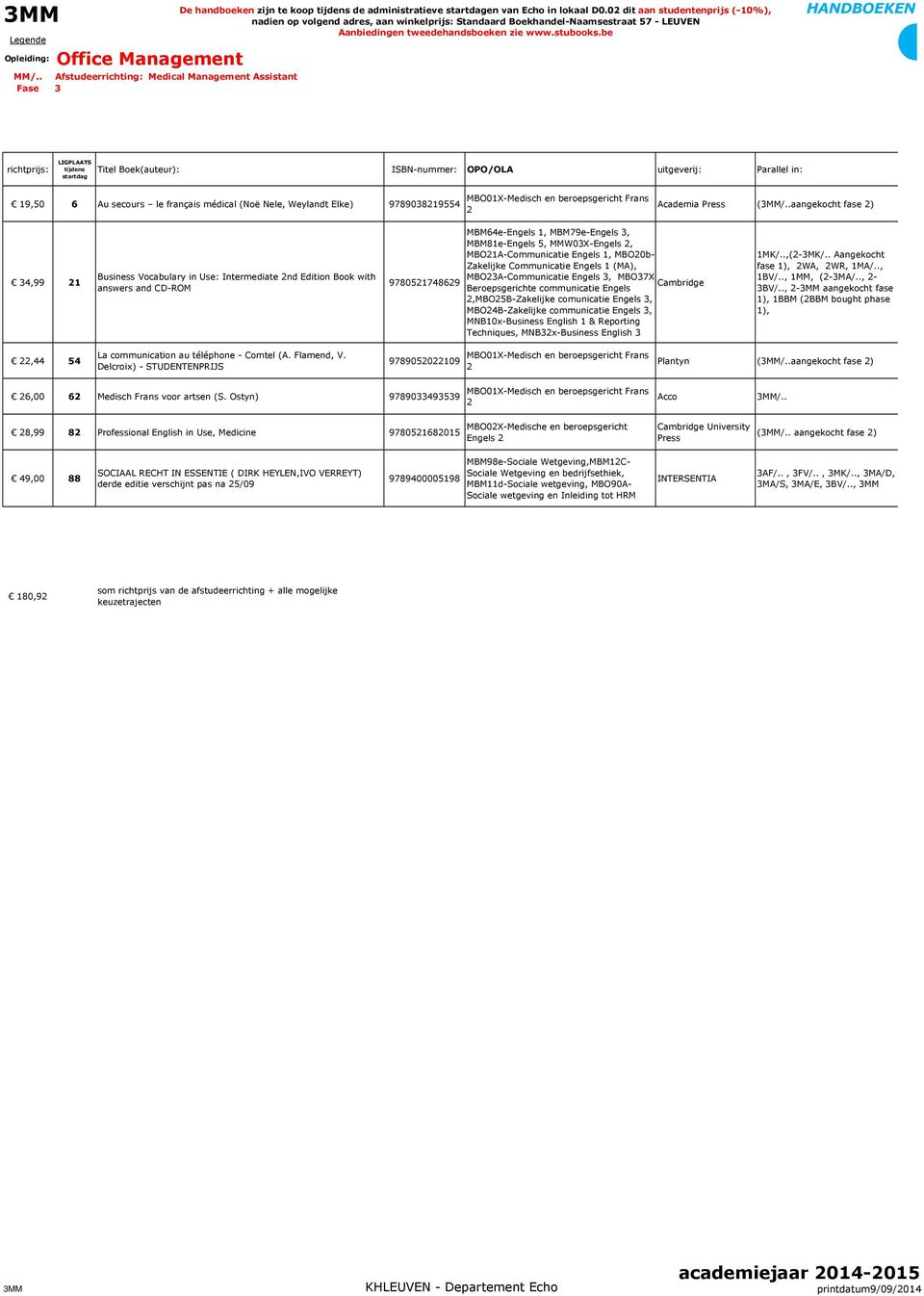 .aangekocht fase 2) Zakelijke Communicatie 1 (MA), MBO23A-Communicatie 3, MBO37X- MBO24B-Zakelijke communicatie 3, 3BV/.